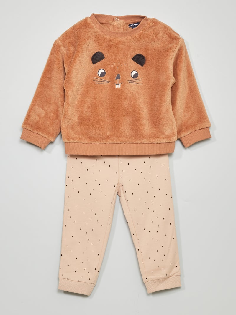 Pyjama long -  2 pièces MARRON - Kiabi