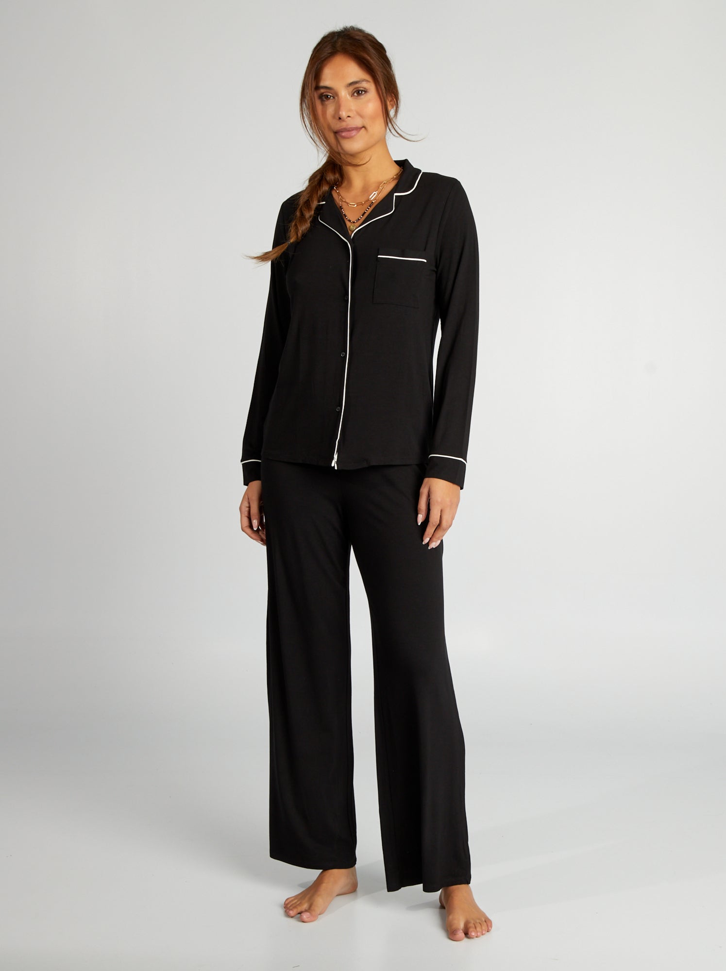 Pyjama Long 2 Pièces Pour Femme Clearlove - Manches Longues, Poches, Tissu Doux Et Confortable - 4