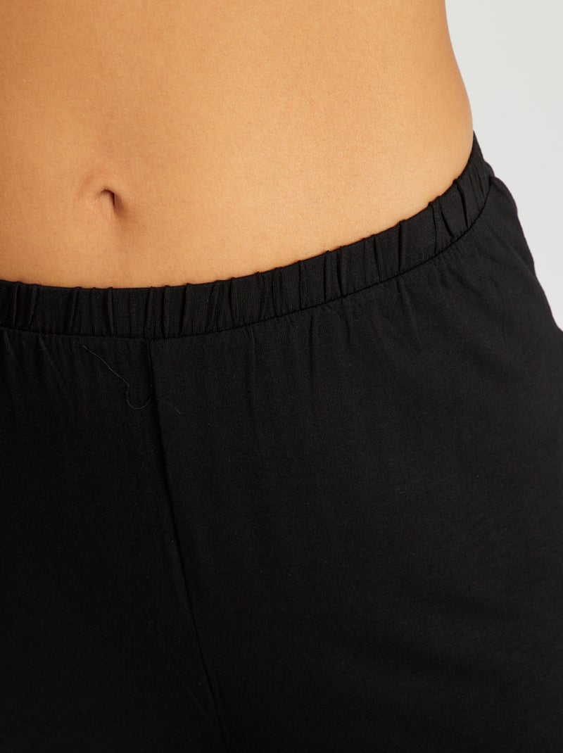 Pyjama long - 2 pièces noir - Kiabi