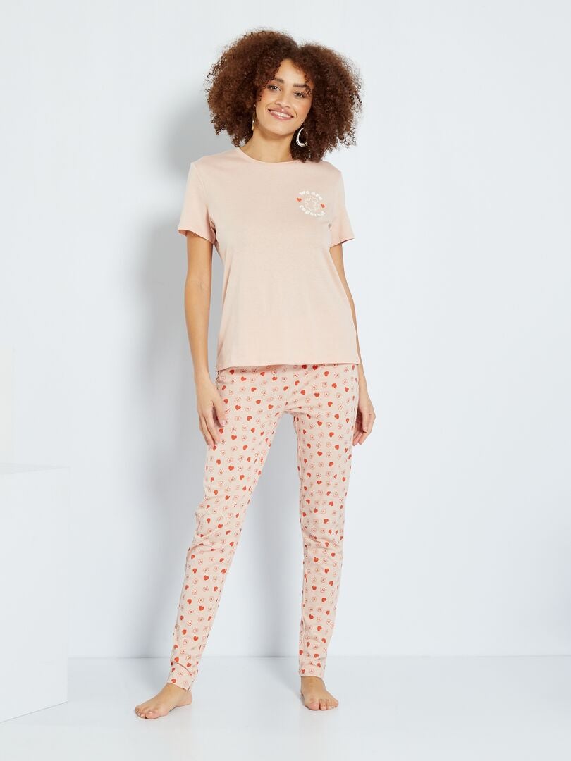 Pyjama long - 2 pièces rose - Kiabi