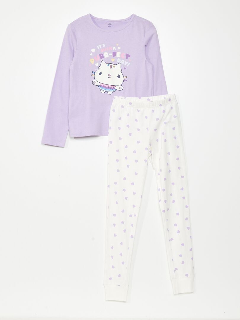 Pyjama long - 'Gabby et la maison magique' - 2 pièces - Violet/blanc -  Kiabi - 3.90€