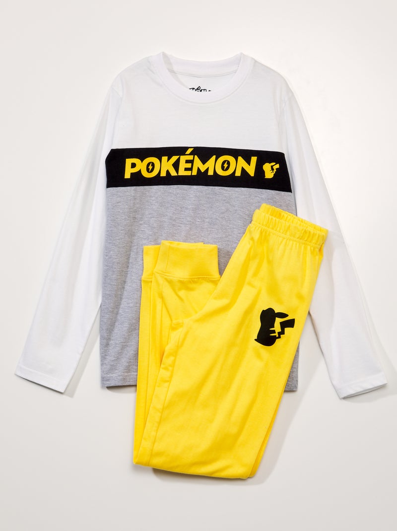 Pyjama long - Imprimé 'Pokémon' - 2 pièces gris/jaune - Kiabi