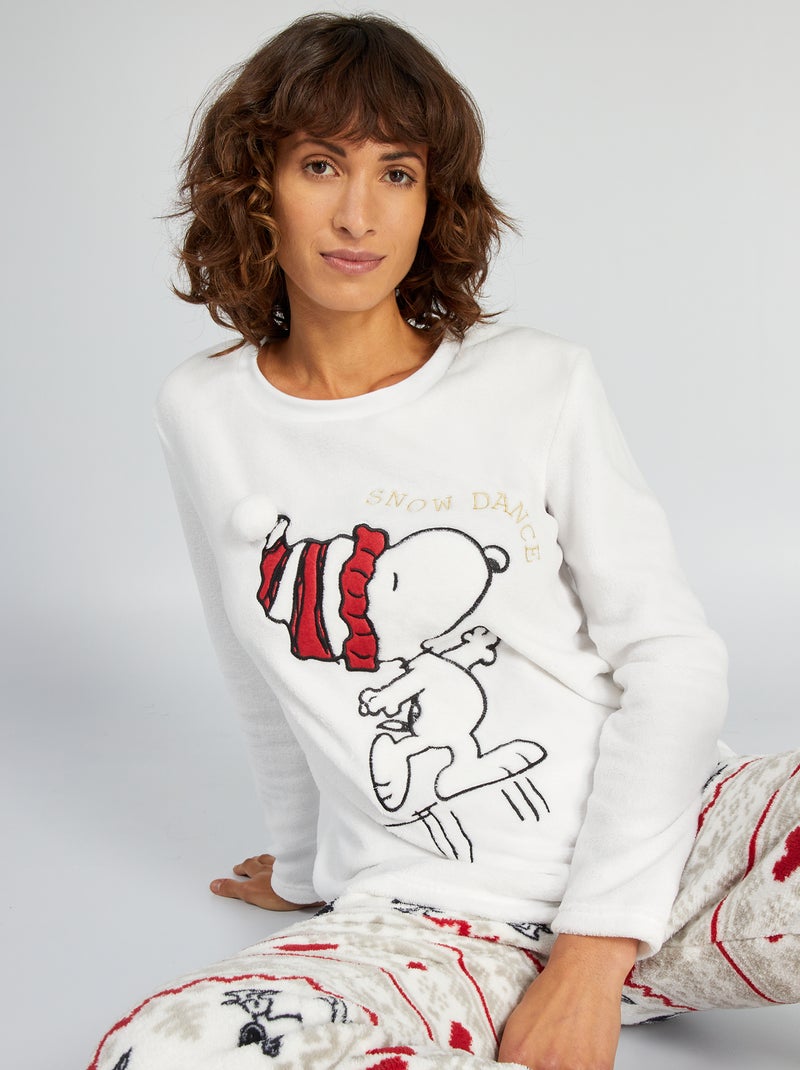 Pyjama long - imprimé 'Snoopy' - 2 pièces Blanc - Kiabi