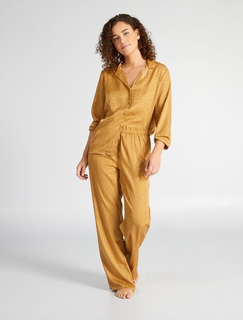 Pyjama long - imprimé tacheté satiné - 2 pièces - Kiabi