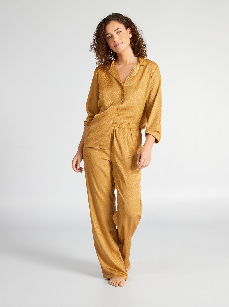 Pyjama long - imprimé tacheté satiné - 2 pièces Beige - Kiabi