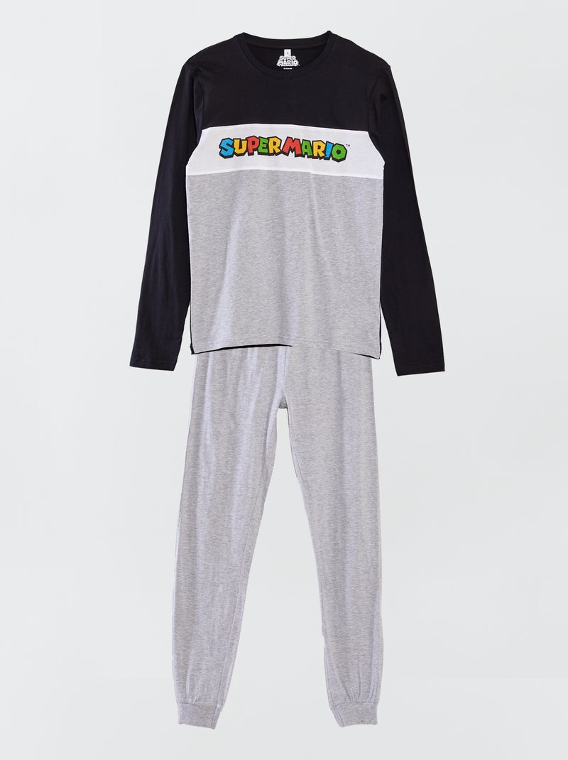 Pyjama long - 'Super Mario' - 2 pièces Gris/noir - Kiabi