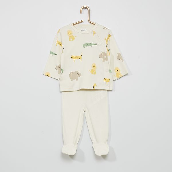 Pyjama Long 2 Pieces Bebe Garcon Blanc Kiabi 9 00