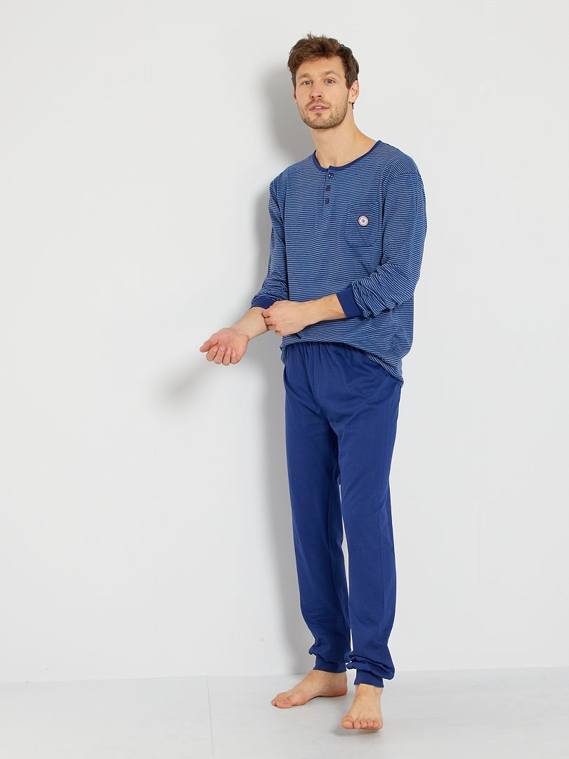 Pyjama long 2 pièces bleu - Kiabi
