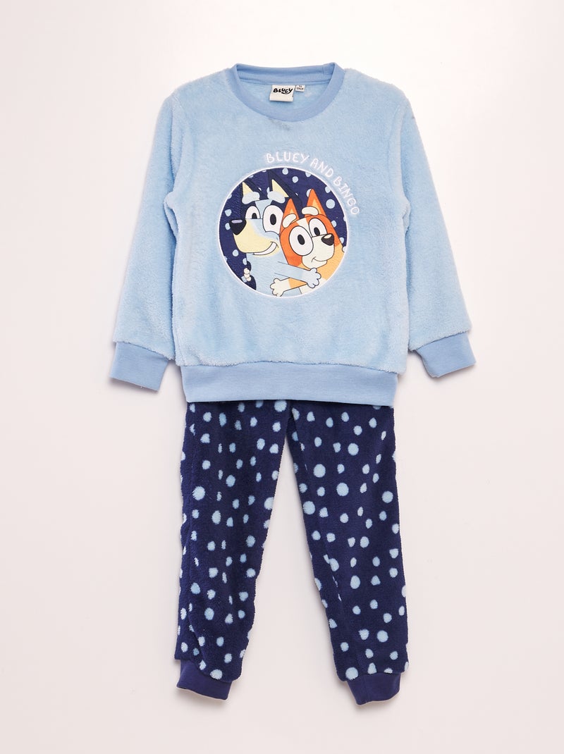 Pyjama Polaire Bluey Enfant - Manches Longues Doux Chaud | Licence Officielle Bleu