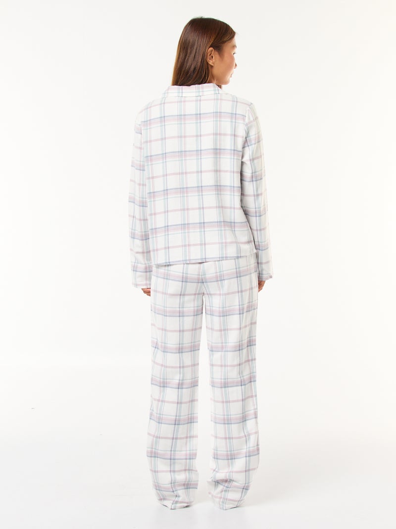 Pyjama long 2 pièces chemisier + pantalon - 2 pièces Blanc - Kiabi