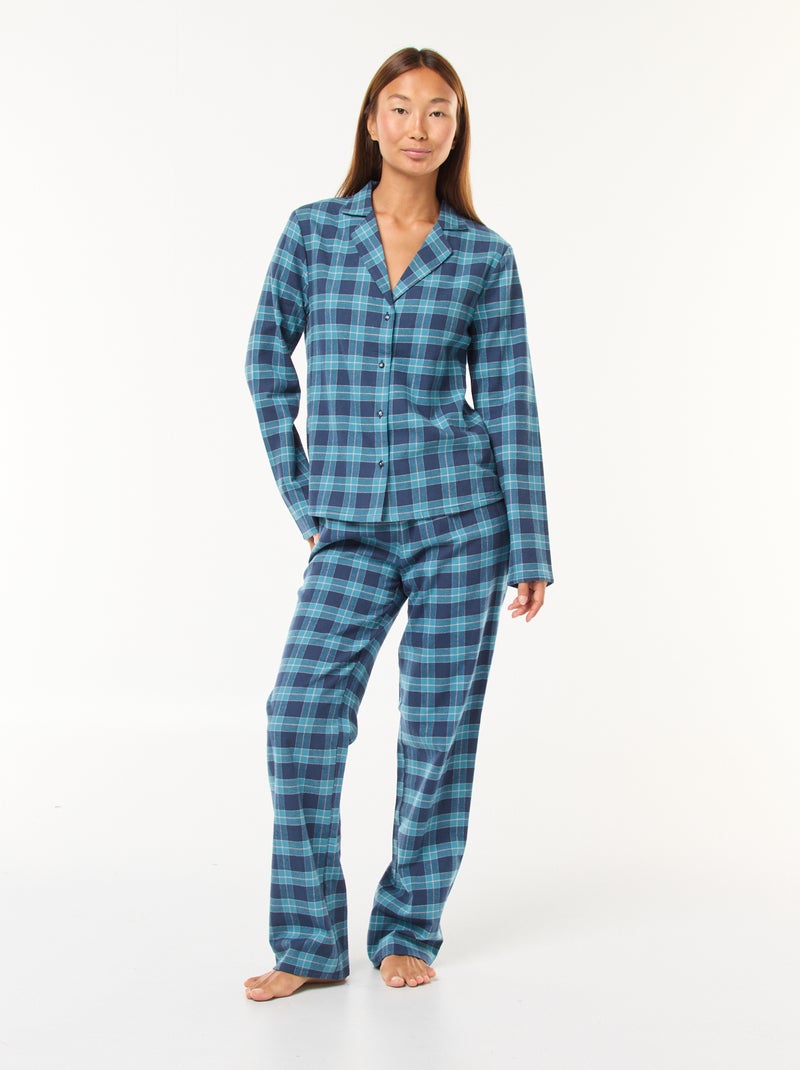 Pyjama long 2 pièces chemisier + pantalon - 2 pièces Vert - Kiabi