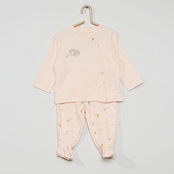 Pyjama Long 2 Pieces Eco Concu Bebe Fille Rose Kiabi 4 50