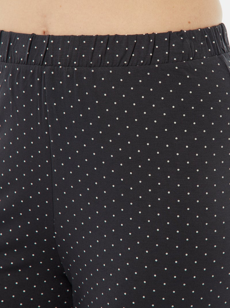 Pyjama long 2 pièces en maille extra-fluide Noir - Kiabi