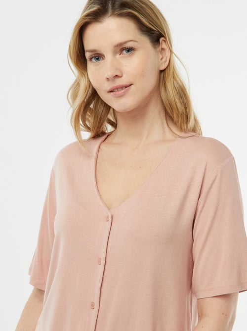 Pyjama long 2 pièces en maille extra-fluide - Kiabi