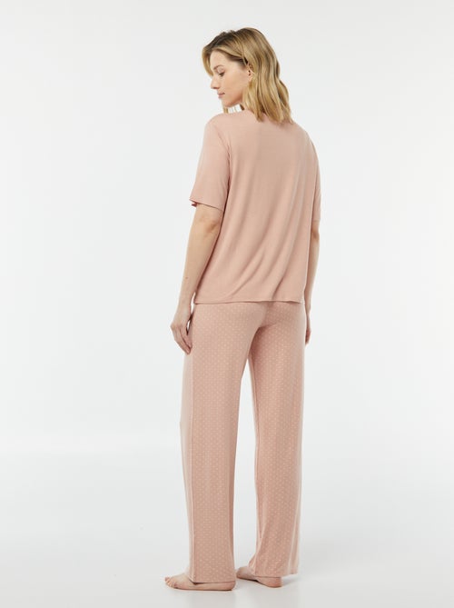Pyjama long 2 pièces en maille extra-fluide - Kiabi