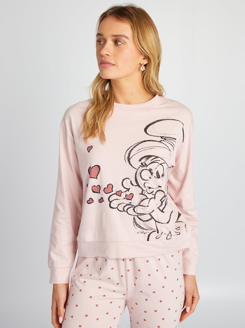 Pyjama long 2 pièces 'Schtroumpfs' Rose - Kiabi