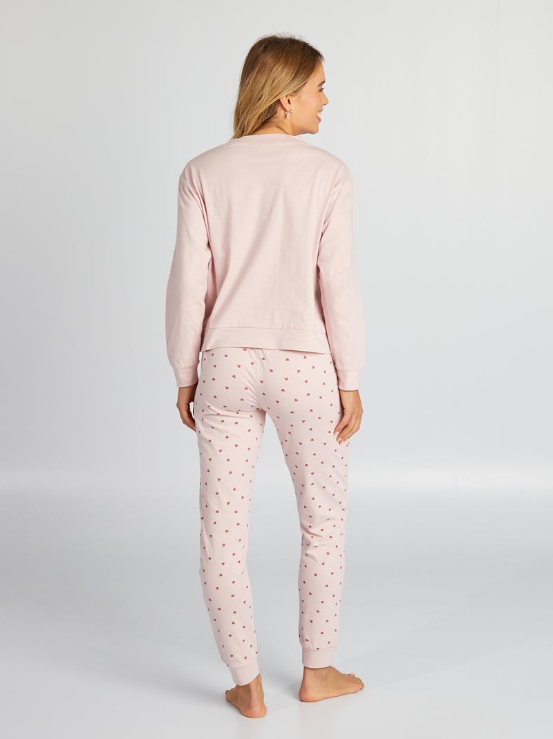 Pyjama long 2 pièces 'Schtroumpfs' Rose - Kiabi