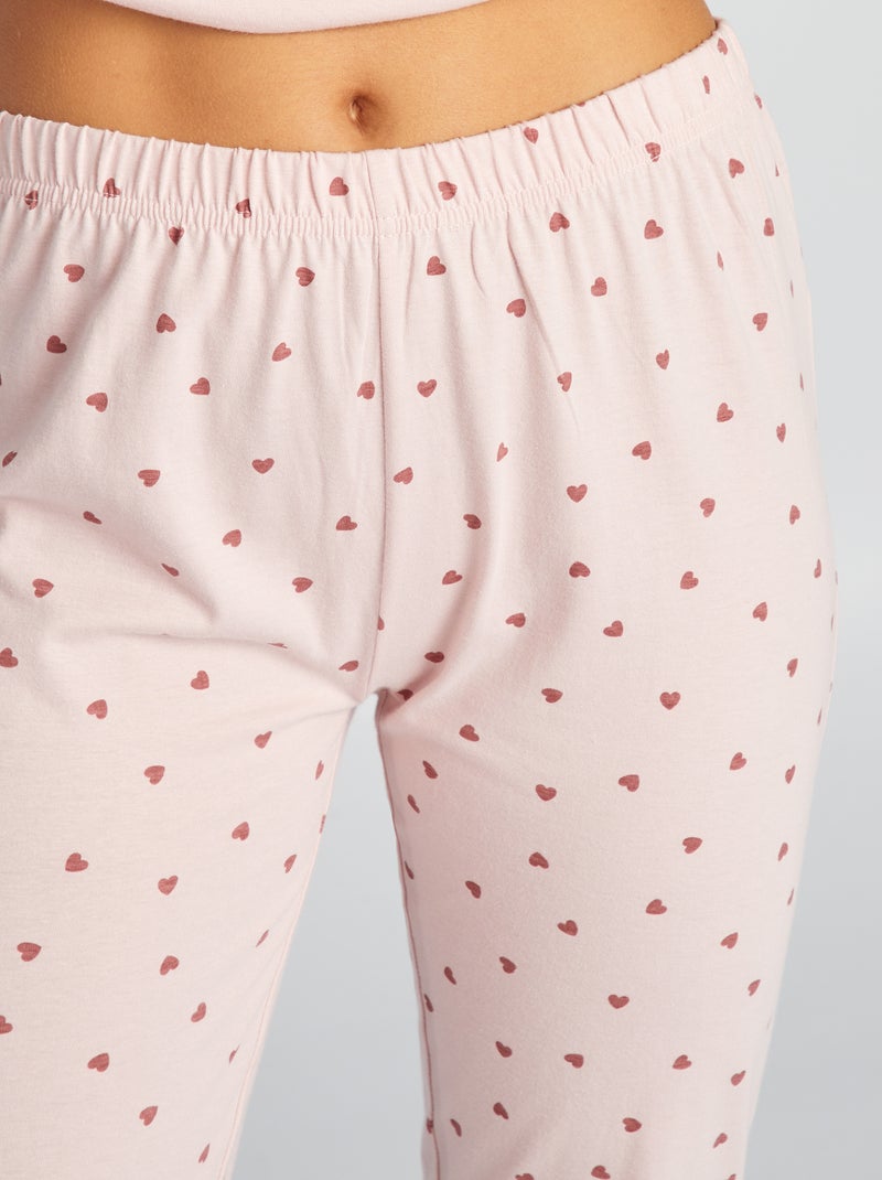 Pyjama long 2 pièces 'Schtroumpfs' Rose - Kiabi