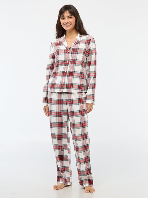 Pyjama long à carreaux - 2 pièces - Kiabi