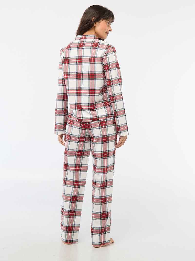 Pyjama long à carreaux - 2 pièces Blanc/rouge - Kiabi