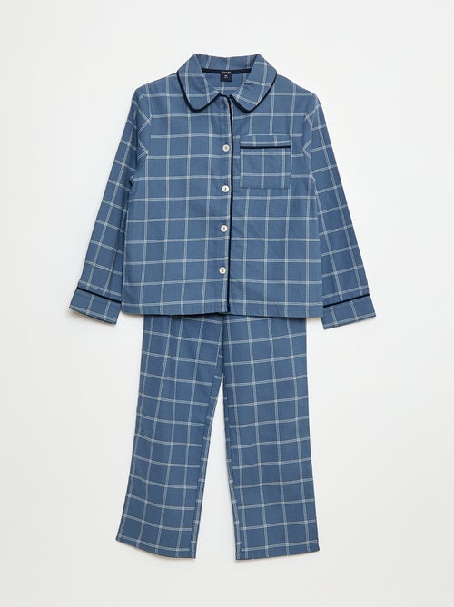 Pyjama long à carreaux chemise + pantalon - 2 pièces - Kiabi