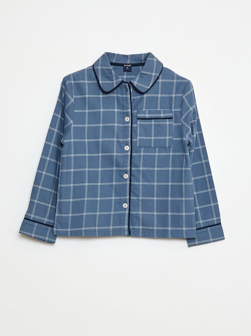 Pyjama long à carreaux chemise + pantalon - 2 pièces - Kiabi
