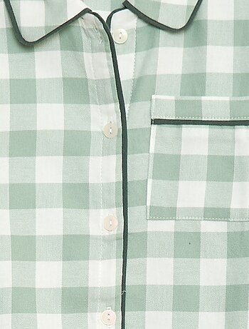 Pyjama long à carreaux chemise + pantalon - 2 pièces
