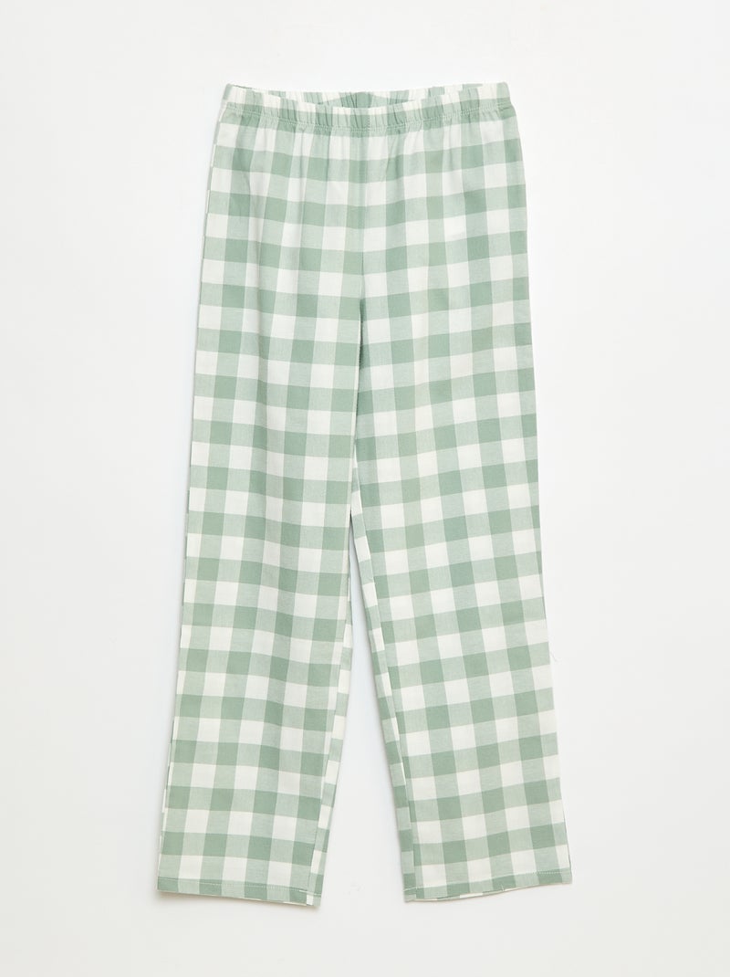 Pyjama long à carreaux chemise + pantalon - 2 pièces Vert - Kiabi