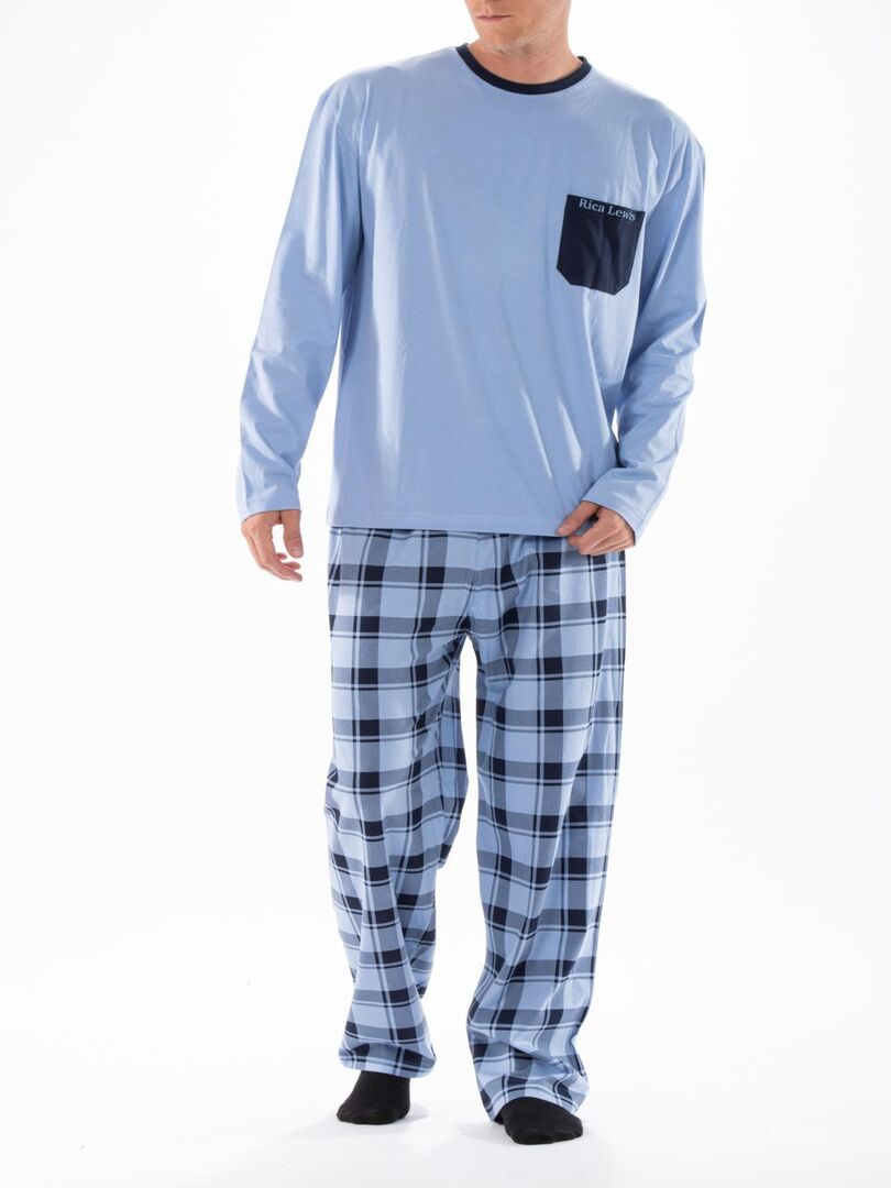 Pyjama long à carreaux PYJA2 'Rica Lewis' Bleu ciel - Kiabi