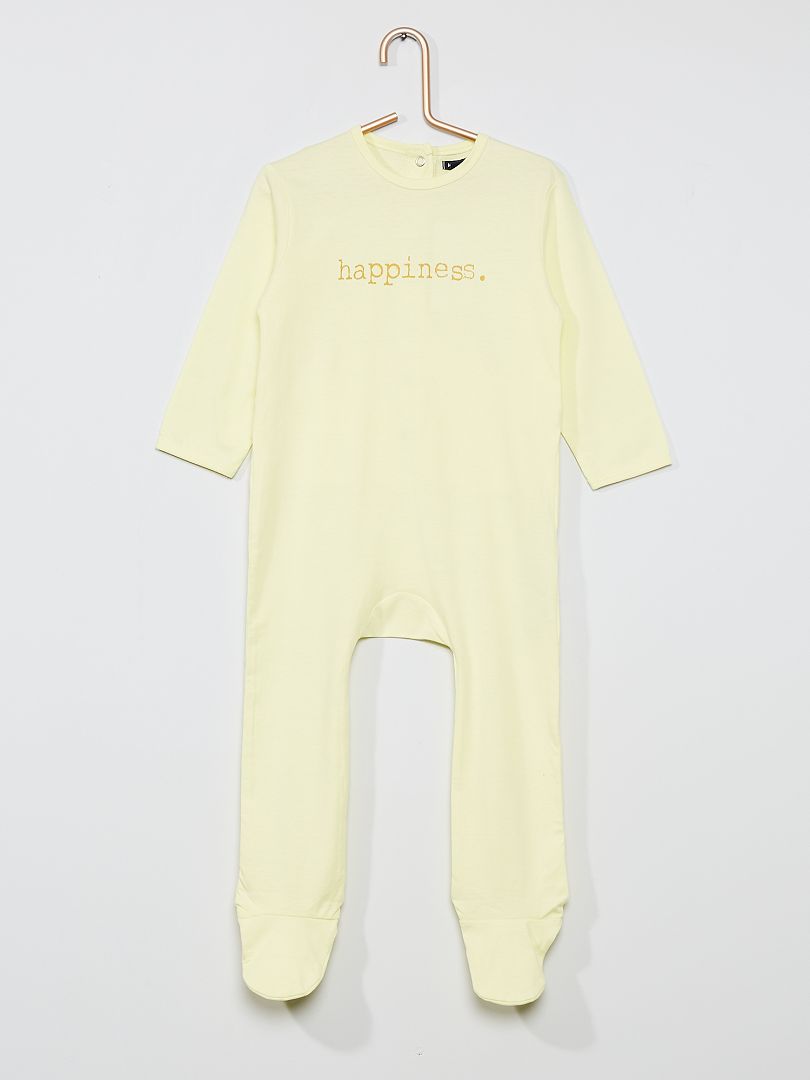 Pyjama long à message jaune/hapiness - Kiabi
