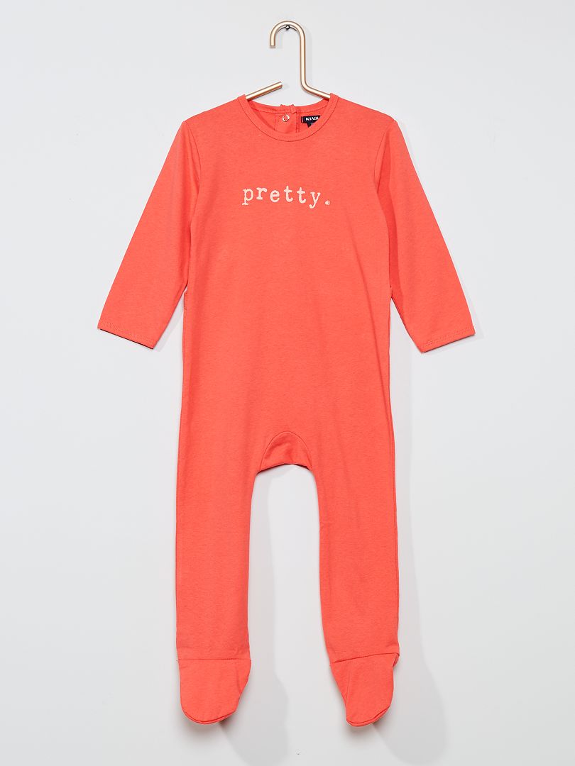 Pyjama long à message rose/pretty - Kiabi