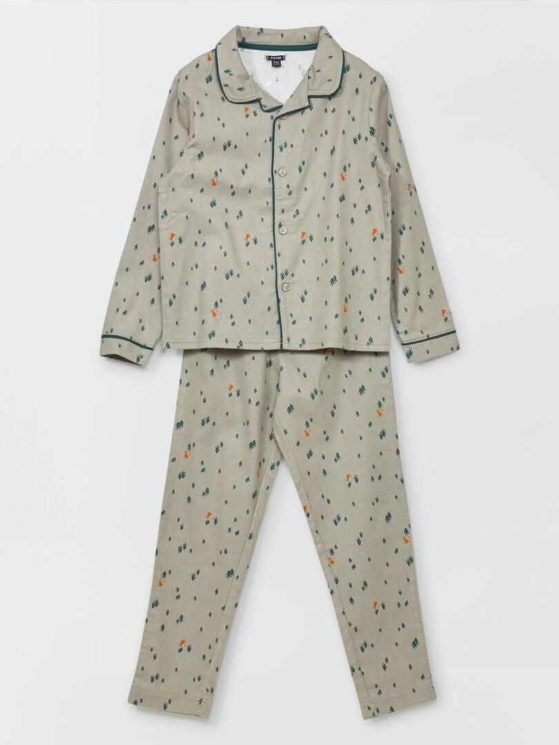 Pyjama long à motif - 2 pièces VERT - Kiabi