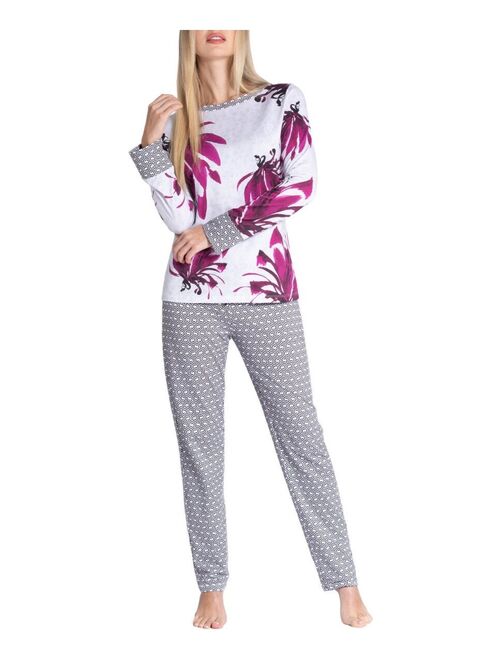 Pyjama long à motif de nid d'abeille et floral Misaki - Kiabi