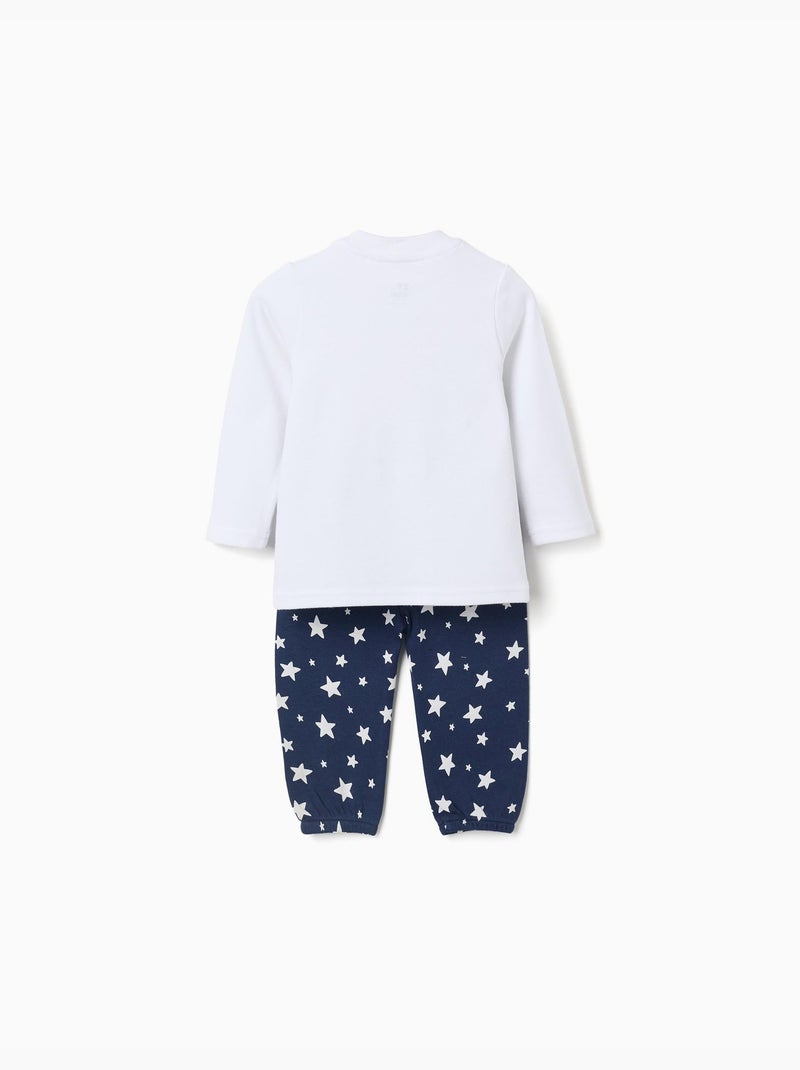 Pyjama long à motif d'étoiles Blanc - Kiabi