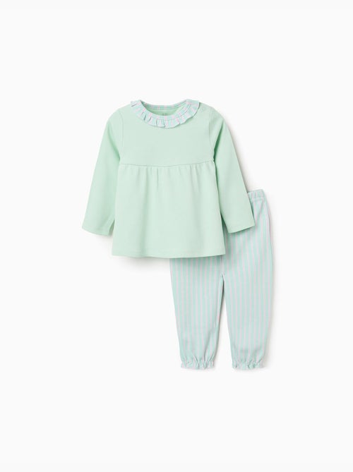 Pyjama long à rayures - Kiabi