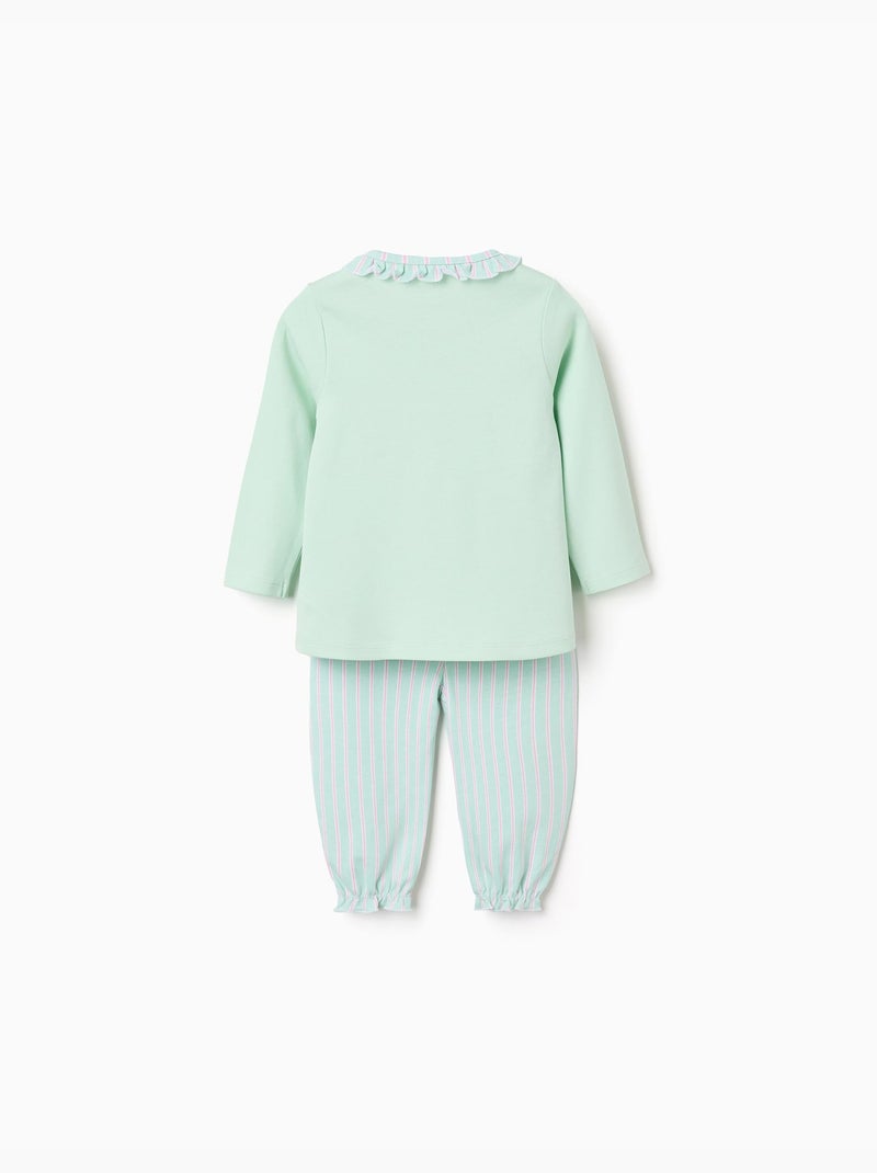 Pyjama long à rayures Vert clair - Kiabi