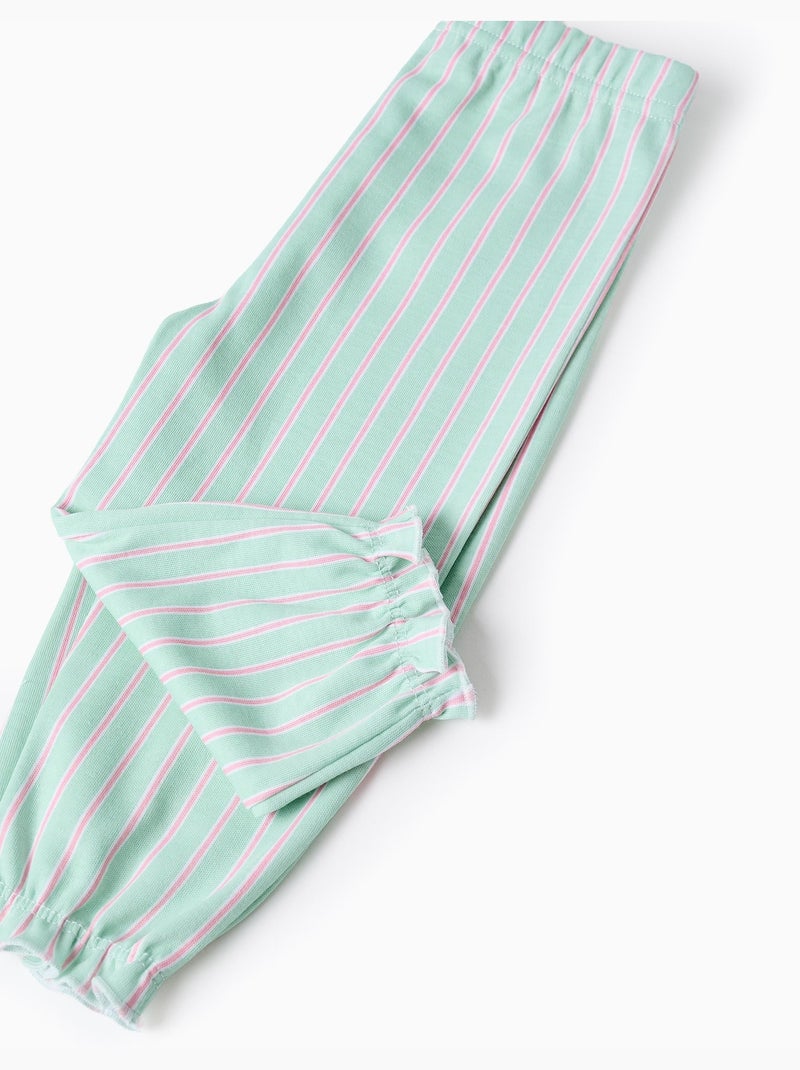 Pyjama long à rayures Vert clair - Kiabi