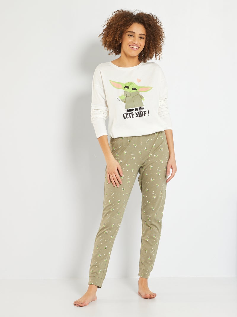 Pyjama long 'bébé Yoda' écru/kaki - Kiabi
