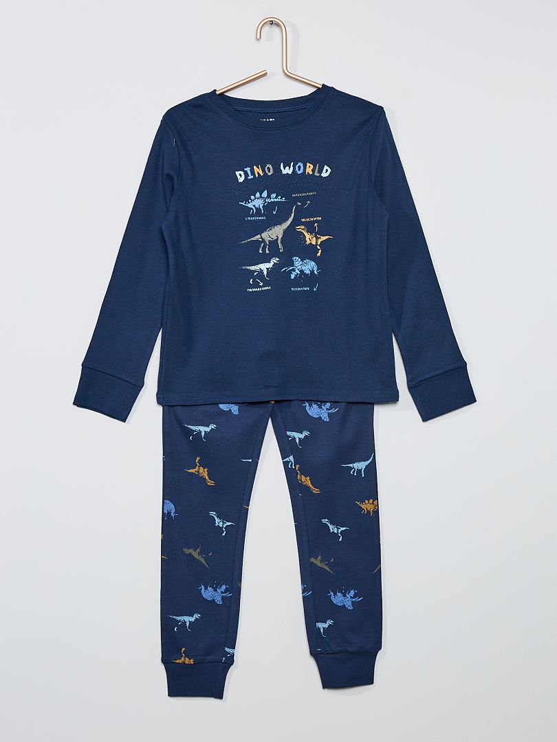 Pyjama long bleu dinosaure - Kiabi