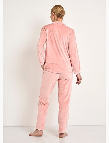 Pyjama long boutonné velours stretch - Afibel