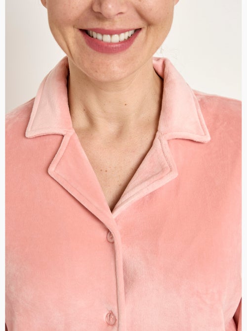 Pyjama long boutonné velours stretch - Afibel - Kiabi