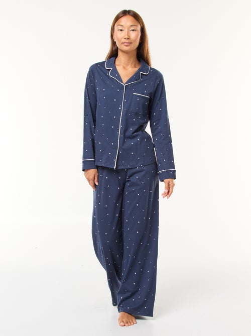 Pyjama long chemise + pantalon - 2 pièces - Kiabi