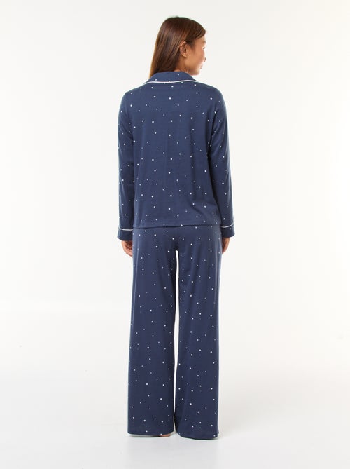 Pyjama long chemise + pantalon - 2 pièces - Kiabi
