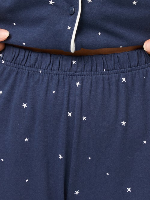 Pyjama long chemise + pantalon - 2 pièces - Kiabi