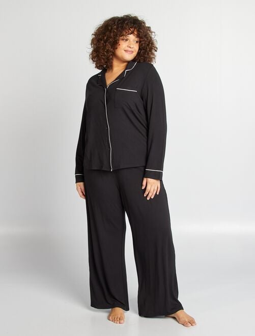 Pyjama long chemise + pantalon - 2 pièces - Kiabi