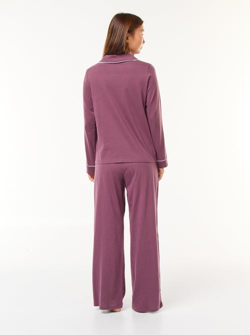 Pyjama long chemise + pantalon - 2 pièces - Kiabi