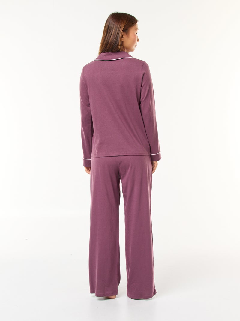 Pyjama long chemise + pantalon - 2 pièces Rose - Kiabi