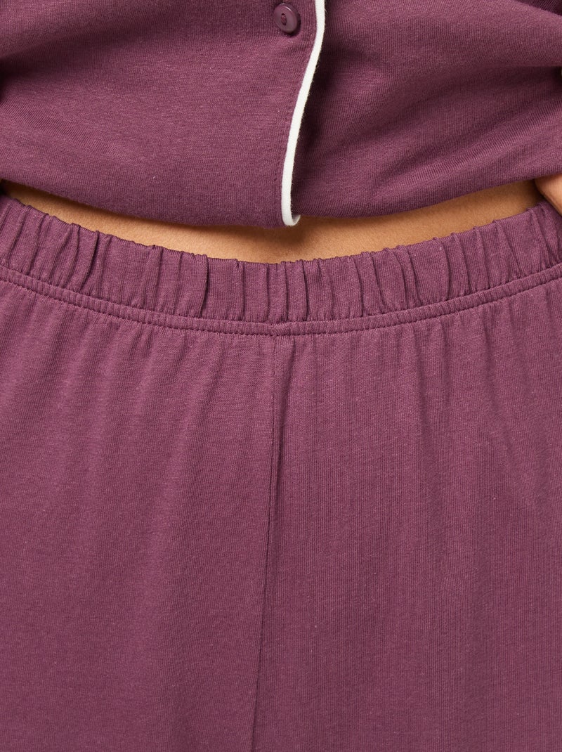 Pyjama long chemise + pantalon - 2 pièces Rose - Kiabi
