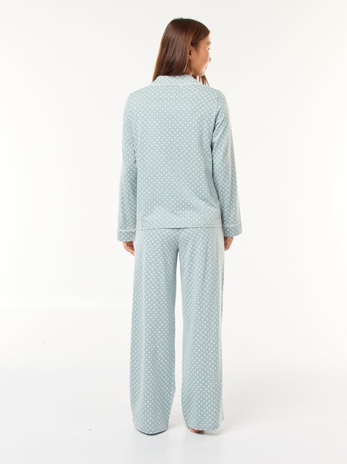 Pyjama long chemise + pantalon - 2 pièces - Kiabi