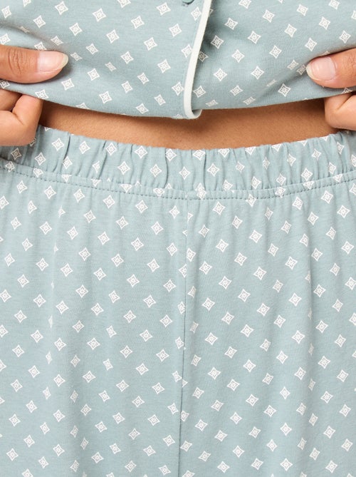 Pyjama long chemise + pantalon - 2 pièces - Kiabi